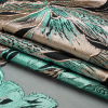 Metallic Turquoise, Silver and Black Floral Luxury Burnout Brocade Panel - Folded | Mood Fabrics
