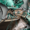 Metallic Turquoise, Silver and Black Floral Luxury Burnout Brocade Panel | Mood Fabrics