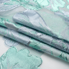Metallic Turquoise, Baby Blue and White Floral Luxury Burnout Brocade Panel - Folded | Mood Fabrics
