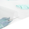 Metallic Turquoise, Baby Blue and White Floral Luxury Burnout Brocade Panel - Detail | Mood Fabrics