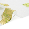 Metallic Gold, Lime and White Floral Luxury Burnout Brocade Panel - Detail | Mood Fabrics