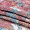 Metallic Hot Pink, Blue and Peach Blooms Luxury Brocade - Folded | Mood Fabrics