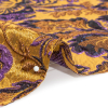 Metallic Antique Gold, Purple and Navy Floral Delight Luxury Brocade - Detail | Mood Fabrics