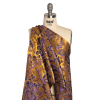 Metallic Antique Gold, Purple and Navy Floral Delight Luxury Brocade - Spiral | Mood Fabrics