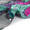 Metallic Aqua, Fuchsia and Navy Big Blooms and Leaves Luxury Burnout Brocade - Detail | Mood Fabrics