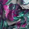 Metallic Aqua, Fuchsia and Navy Big Blooms and Leaves Luxury Burnout Brocade | Mood Fabrics
