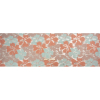 Metallic Silver, Coral and Turquoise Floating Blossoms Luxury Brocade - Full | Mood Fabrics