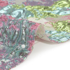 Metallic Green, Sky Blue and Pink Garden of Abstraction Luxury Brocade - Detail | Mood Fabrics