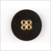 Black/Gold Plastic Button - 28L/18mm | Mood Fabrics