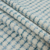 Celestial Blue and Ivory Tattersall Check Wool Coating - Folded | Mood Fabrics