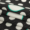 Black, White Alyssum and Bright Seafoam Polka Dots and Stripes Stretch Cotton Sateen - Folded | Mood Fabrics