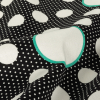 Black, White Alyssum and Bright Seafoam Polka Dots and Stripes Stretch Cotton Sateen - Detail | Mood Fabrics