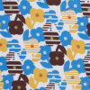 Blue-Gold-Brown Floral Cotton Voile Retro Print - Detail | Mood Fabrics