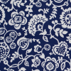 Navy and Ecru Stretch Cotton Poplin Floral Print - Detail | Mood Fabrics