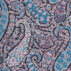 Blue and Black Floral Paisley Lightweight Cotton Poplin - Detail | Mood Fabrics