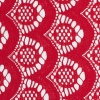 Red Scallop Pattern Viscose-Blend Lace - Detail | Mood Fabrics