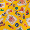Lemon Chrome Bear Postcard and Alphabet Cotton Print - Folded | Mood Fabrics