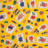 Lemon Chrome Bear Postcard and Alphabet Cotton Print | Mood Fabrics