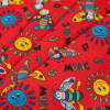 Tomato Red Music, Bee, and Sun Cotton Print - Folded | Mood Fabrics