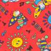 Tomato Red Music, Bee, and Sun Cotton Print - Detail | Mood Fabrics