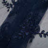 Navy Scallop-Edged Re-Embroidered Lace - Folded | Mood Fabrics