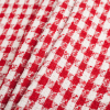 Red/Off-White Checkered Tweed Polyester Blend - Folded | Mood Fabrics