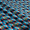 Blue and Orange Geometric Stretch Cotton Sateen Panel - Folded | Mood Fabrics