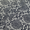 Midnight Blue Leafy Medallion Printed Stretch Cotton Poplin - Folded | Mood Fabrics