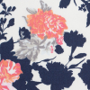 Navy/White/Orange Floral Cotton Sateen Print - Detail | Mood Fabrics