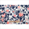 Navy/White/Orange Floral Cotton Sateen Print - Full | Mood Fabrics