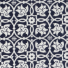 Navy/White Floral Stretch Cotton Poplin - Detail | Mood Fabrics