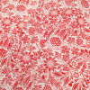 Red/Antique White Floral Printed Stretch Cotton Poplin - Folded | Mood Fabrics