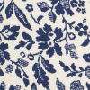 Antique White/Navy Floral Printed Stretch Cotton Poplin - Detail | Mood Fabrics