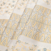 25 Blue/Gold Double Parallel Floral Border Printed Silk Panel - Folded | Mood Fabrics
