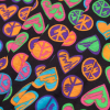 Orange/Purple Peace and Hearts Polyester Jersey - Folded | Mood Fabrics
