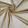 White Polyester Tricot Mesh with All Over Gold Foil - Detail | Mood Fabrics