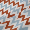 Brown/Blue/White Zig-Zag Printed Cotton Poplin - Folded | Mood Fabrics