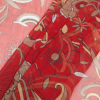 Tango Red Floral Crinkled Silk Chiffon - Folded | Mood Fabrics