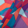 Orange/Purple/Blue Abstract Geometric Crinkled Silk Chiffon - Folded | Mood Fabrics