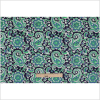 Navy/Bright Green Paisley Printed Stretch Cotton Poplin - Full | Mood Fabrics