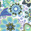 Blue/Green/White Floral Stretch Cotton Sateen - Detail | Mood Fabrics