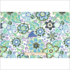 Blue/Green/White Floral Stretch Cotton Sateen - Full | Mood Fabrics