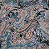 Pacific Green Paisley Printed Corded Cotton Sateen - Folded | Mood Fabrics