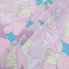 Light Lilac Leafy Digitally Printed Polyester Charmeuse - Folded | Mood Fabrics