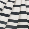 White/Navy Striped Stretch Cotton-Viscose Knit - Folded | Mood Fabrics