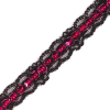 0.625 Magenta Sequin on Black Lace Trim - Detail | Mood Fabrics