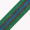 Metallic Blue Green and Brown Striped Elastic Trim - 1.625 - Detail | Mood Fabrics