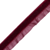 Burgundy Stretch Velvet with Sheer Gathered Trim - 0.5 - Detail | Mood Fabrics