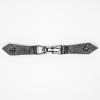 7.5 Black Faux Leather with Gunmetal Clasp - Detail | Mood Fabrics