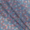 Blue/Orange Floral Printed Polyester Chiffon - Folded | Mood Fabrics